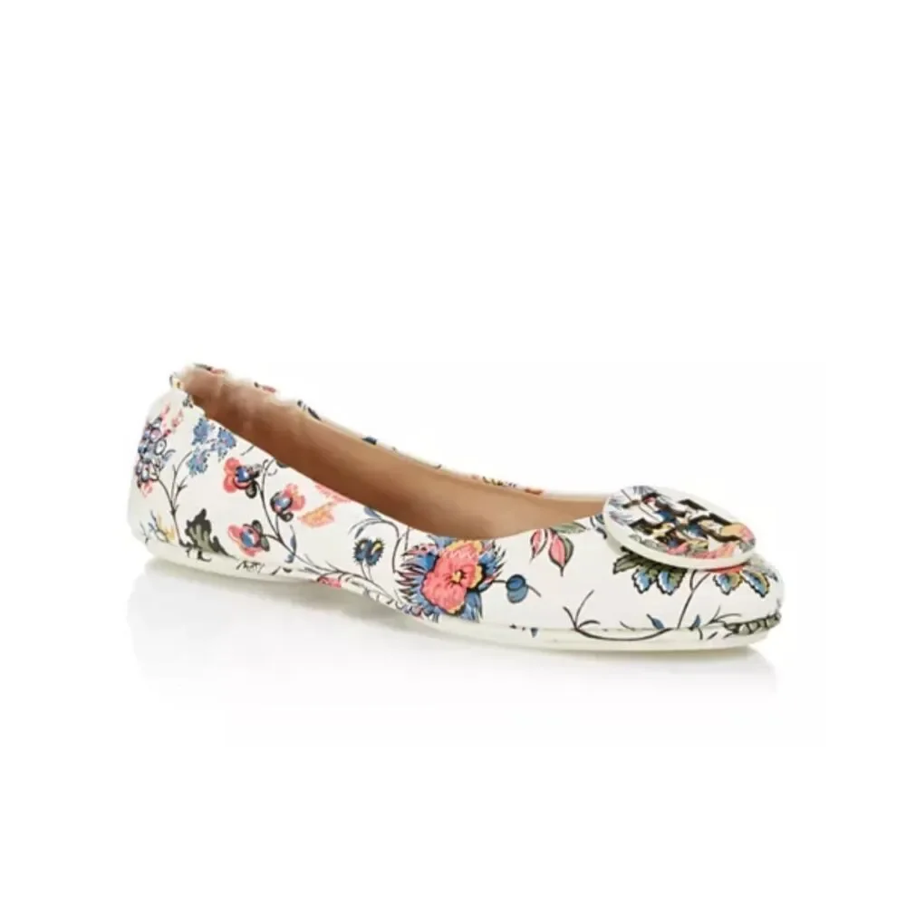 Tory Burch mini floral Ballet flats black 8 beige turquoise peach